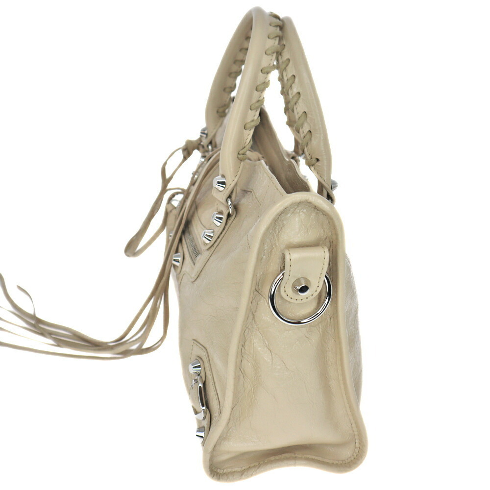 BALENCIAGA City Lambskin Leather Beige Handbag Shoulder Bag - Picture 3 of 11